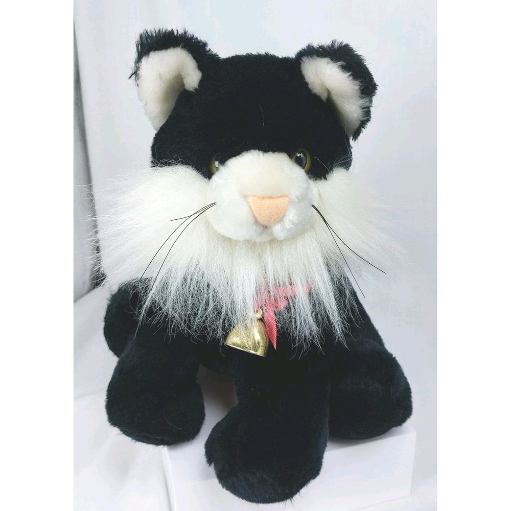 Vintage Radio Shack Tuxedo Cat Plush AM Radio Black White 1980s Retro 9" Plush